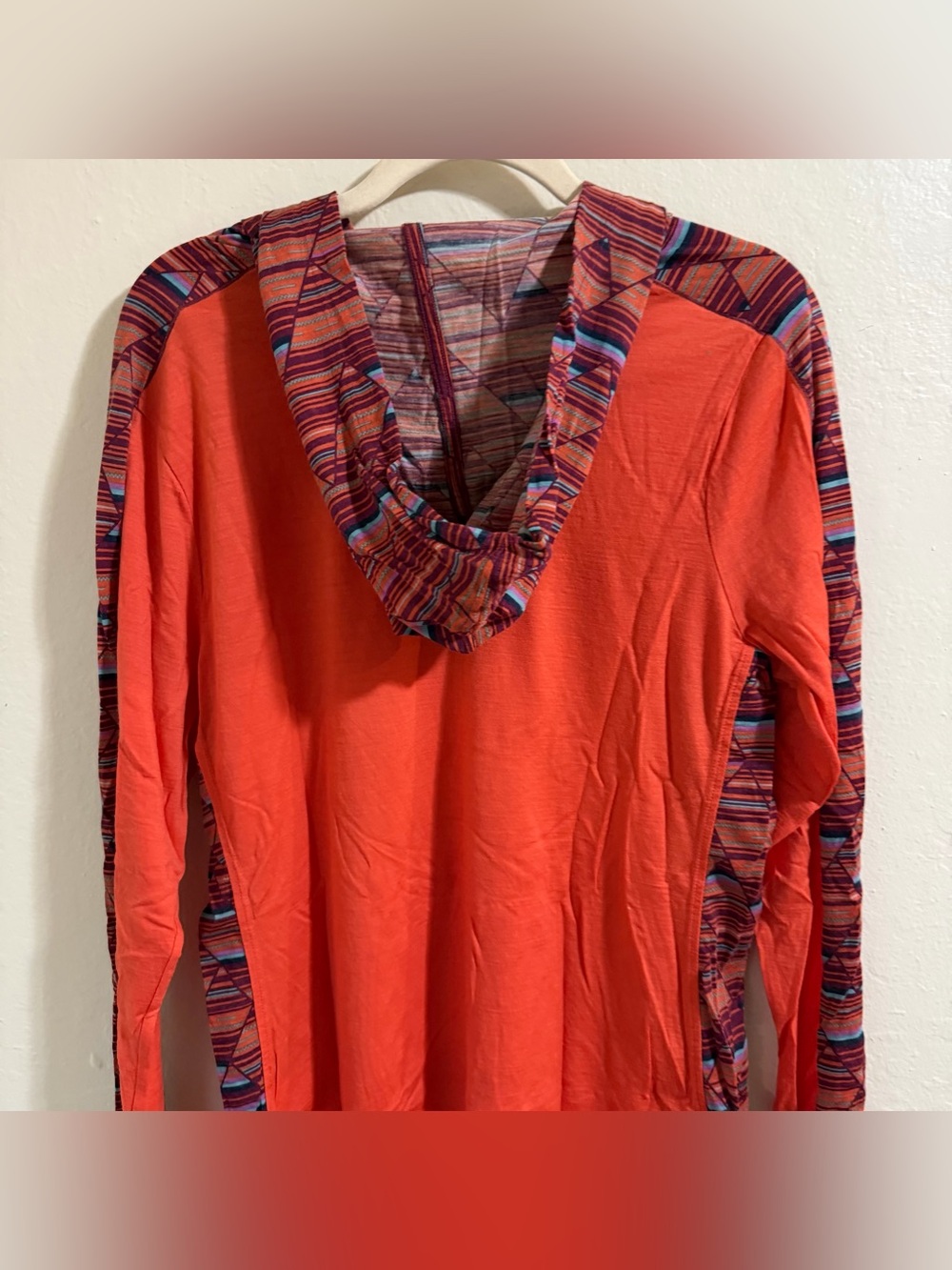 Smartwool Merino 150 Hooded Long Sleeve Women’s M Orange Wool Hiking Activewear - Picture 10 of 11